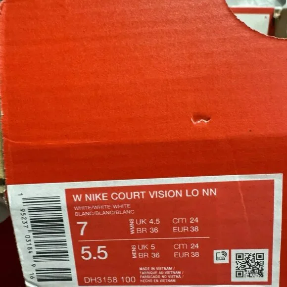 Nike Women’s Court Vision Lo Sneaker White Size 7 M - Picture 6 of 6